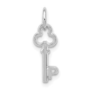 14k White Gold, Hannah Collection, Mini Initial P Shamrock Key Charm